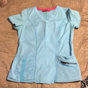 Light blue small “Beyond Scrubs” top